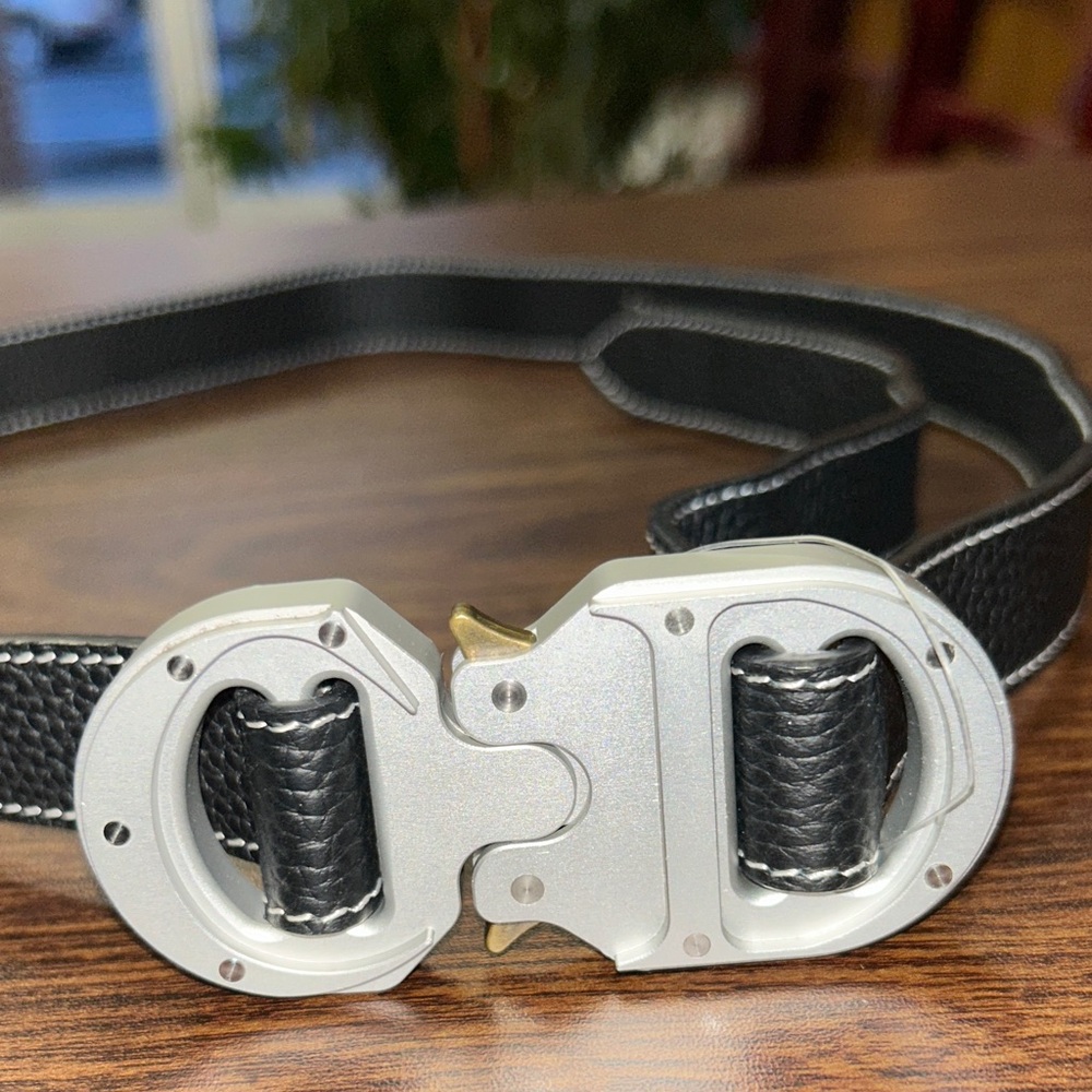 Dior Rare Alyx Homme Black and Silver Men/Women's Leather Belt